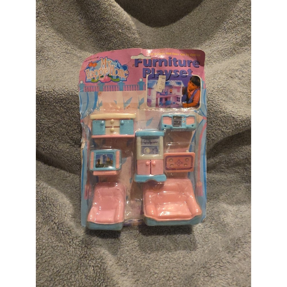 Vintage My Happy Home‎ Furniture Playset 1990 Pink And Blue Furniture